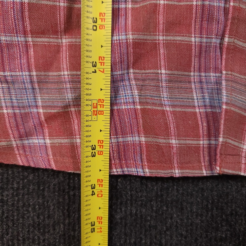 Orvis Red Plaid Linen Button Front Shirt XXL Long Sleeve Casual‎ Made in India - Picture 4 of 9